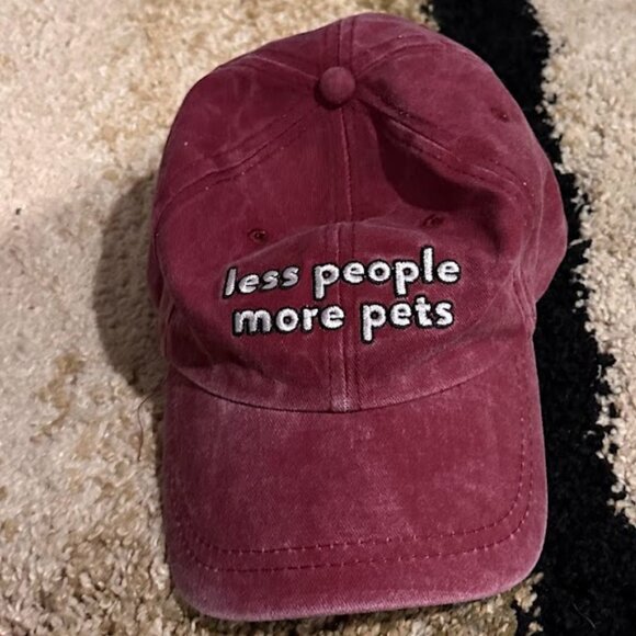 Less People, More Pets Accessories - NWOT LESS PEOPLE MORE PETS Burgundy Ball Cap Adjustable Sizing - People < Pets